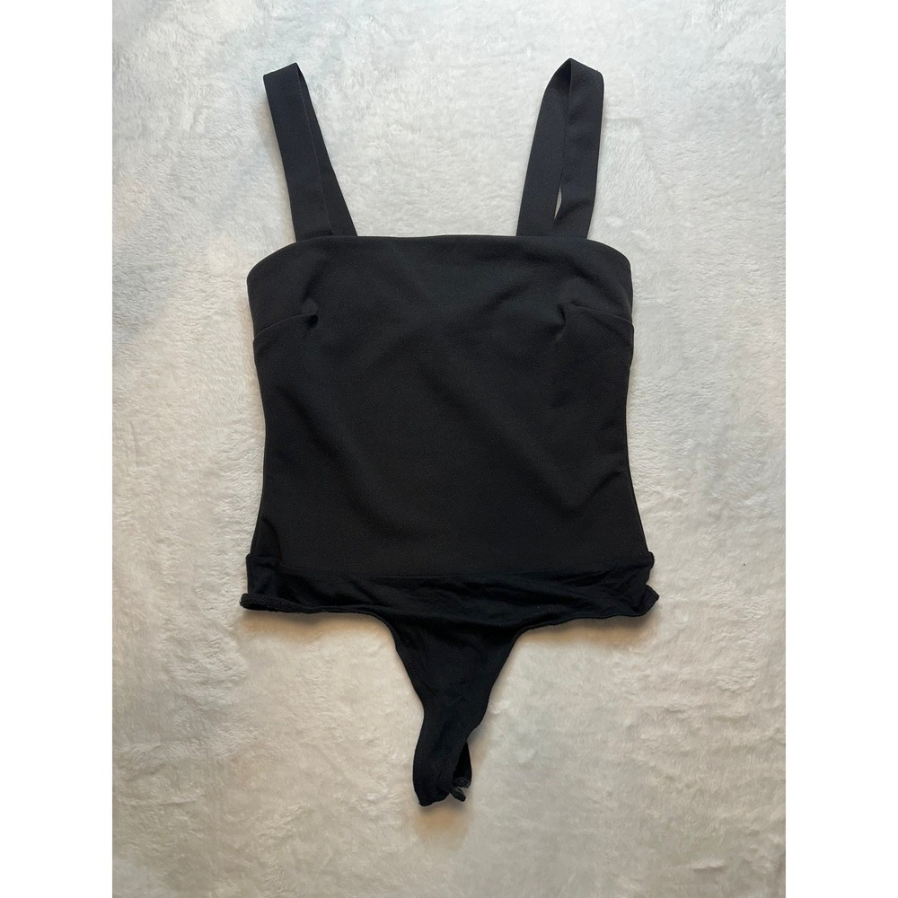 Lulus Black Square Neck Sleeveless Thong Bodysuit Small Made in USA - 221